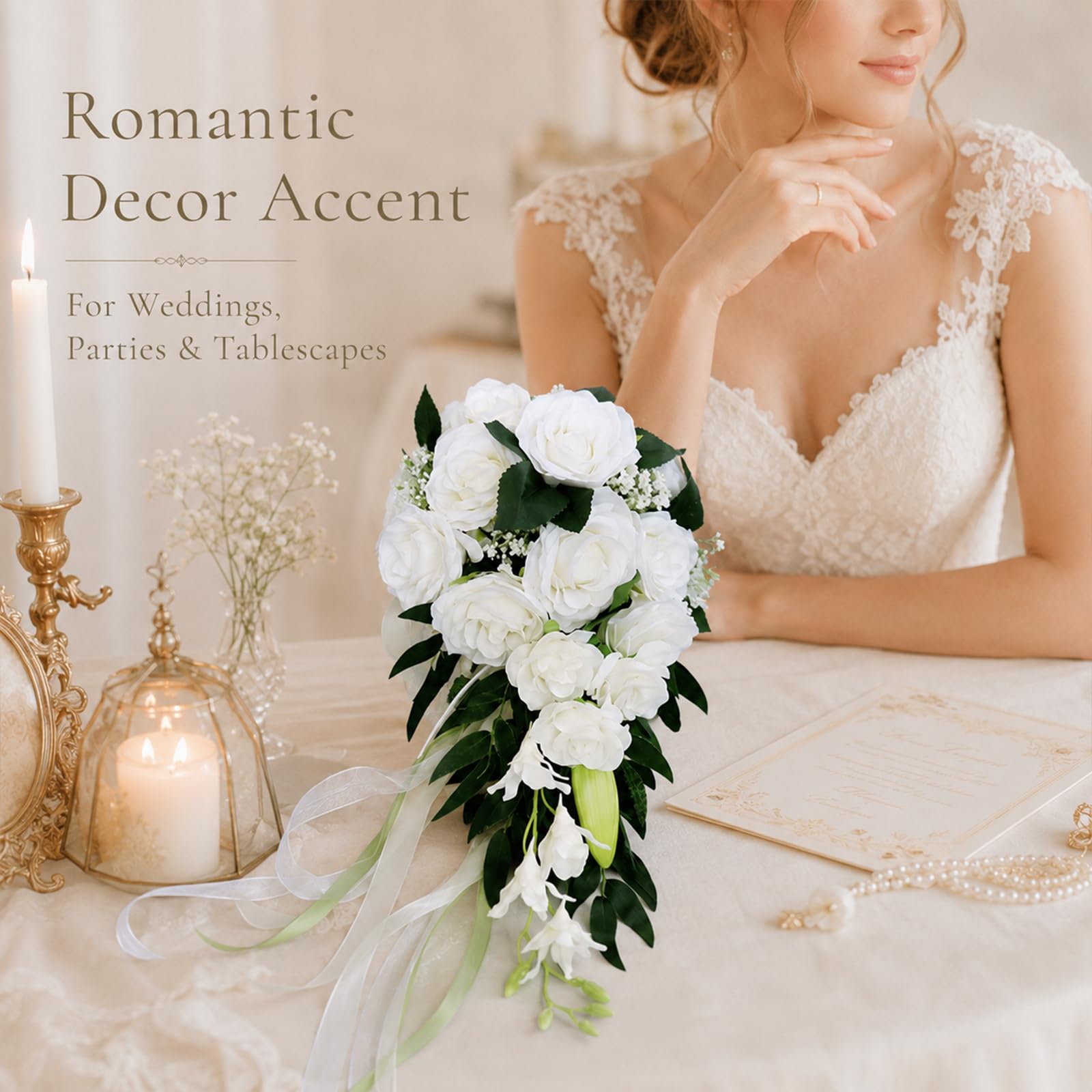 Amazon.com: ChezMax Wedding Bridal Bouquet, Bride Artificial Rose